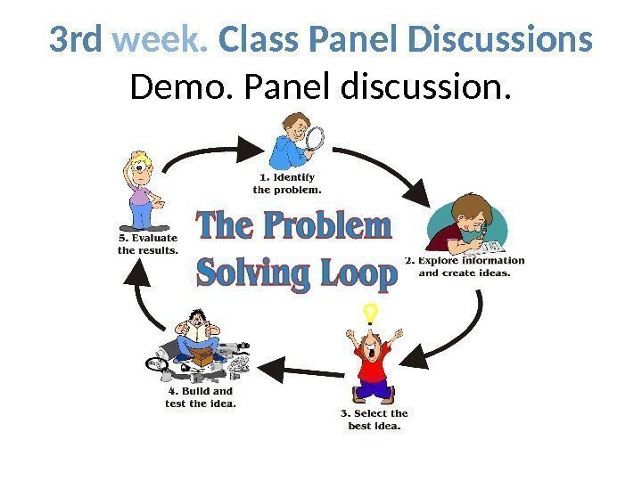 3 rd week.  Class Panel Discussions Demo. Panel discussion. 