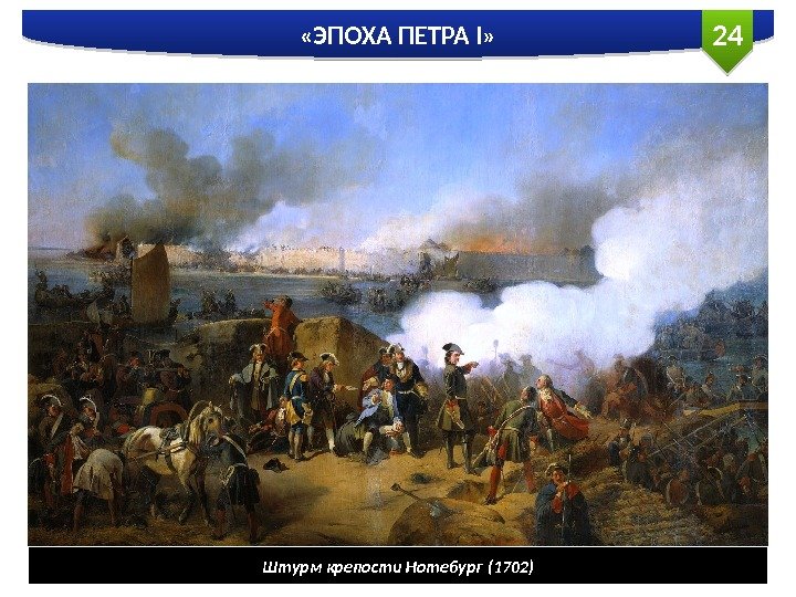 24 «ЭПОХА ПЕТРА I» Штурм крепости Нотебург (1702)  