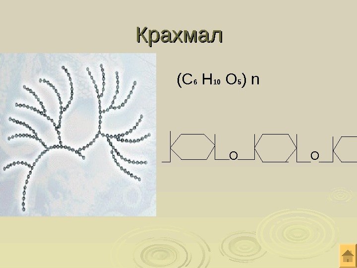 Крахмал О(С 6 Н 10 О 5 ) n О 