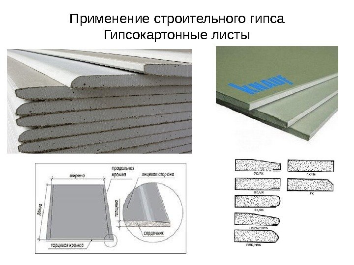 Применение строительного гипса Гипсокартонные листы 