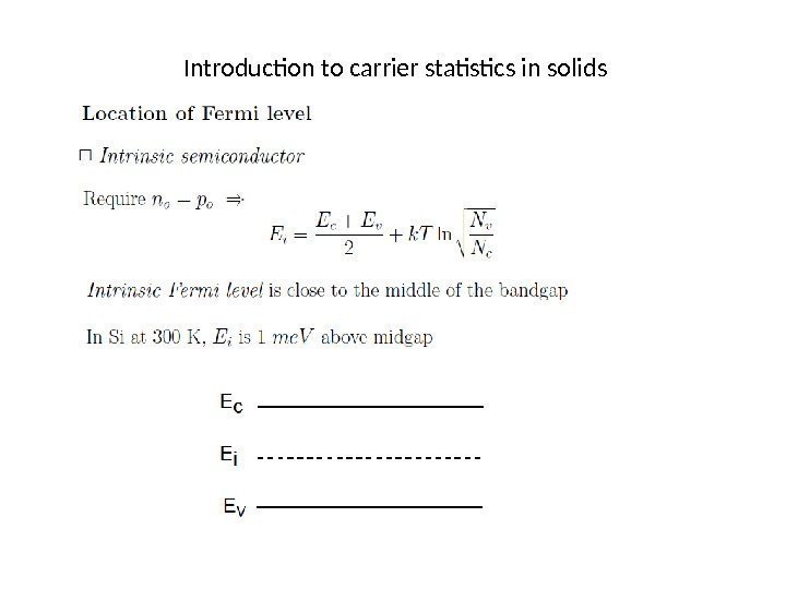 Introduction to carrier statistics in solids 