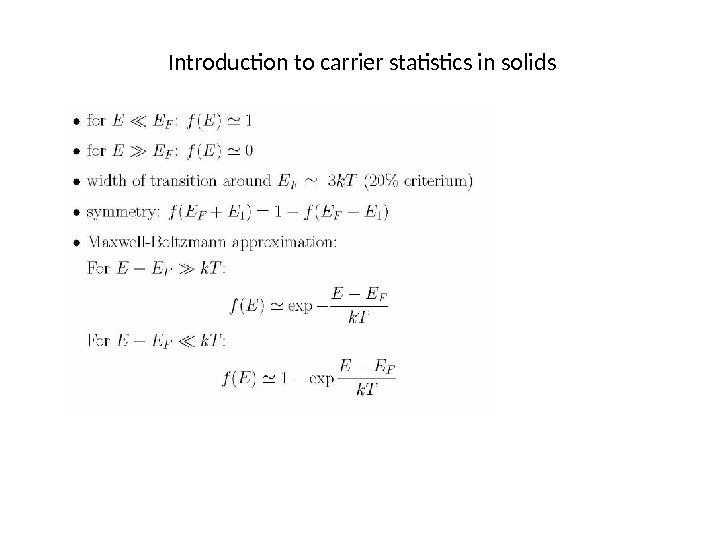 Introduction to carrier statistics in solids 