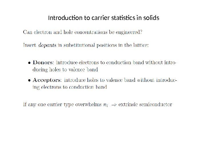 Introduction to carrier statistics in solids 