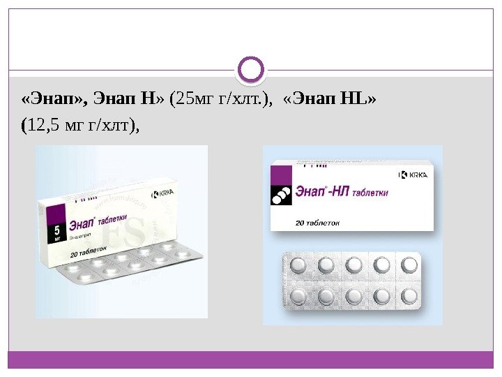  «Энап» , Энап H » (25 мг г/хлт. ),  « Энап HL»