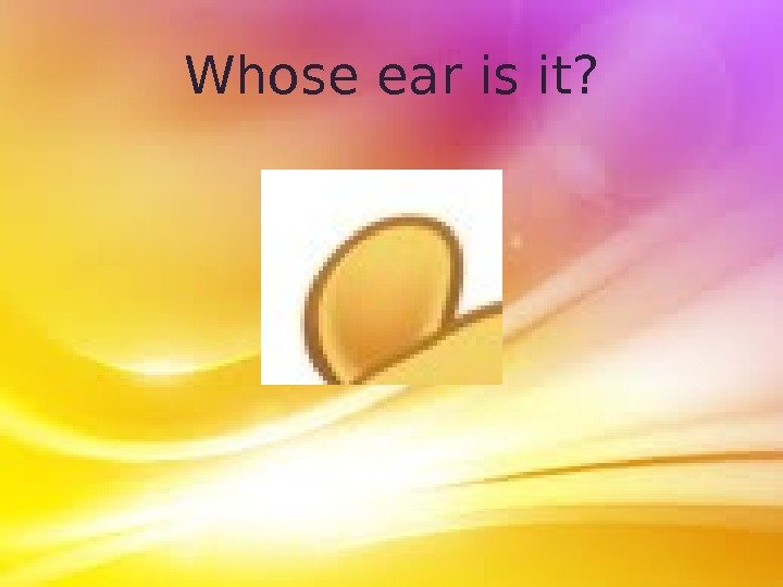 Whose ear is it? 