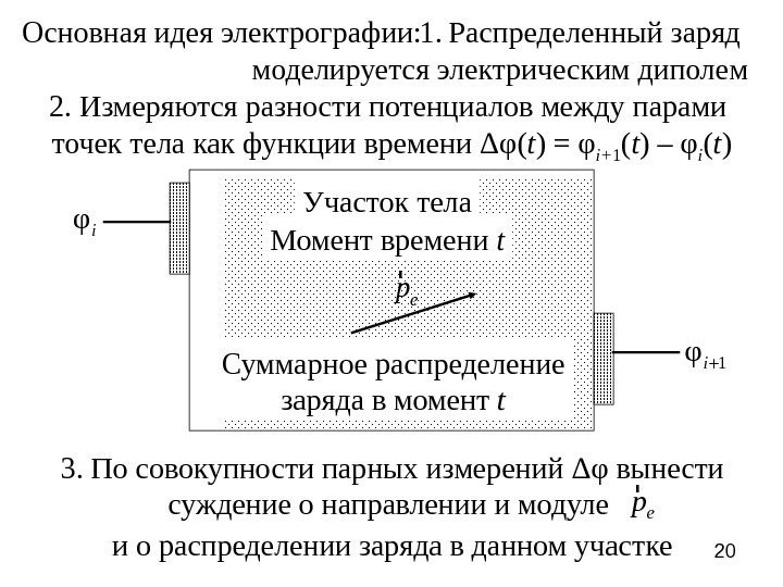 20 Участок тела Момент времени t ep rφ i Суммарное распределение заряда в момент