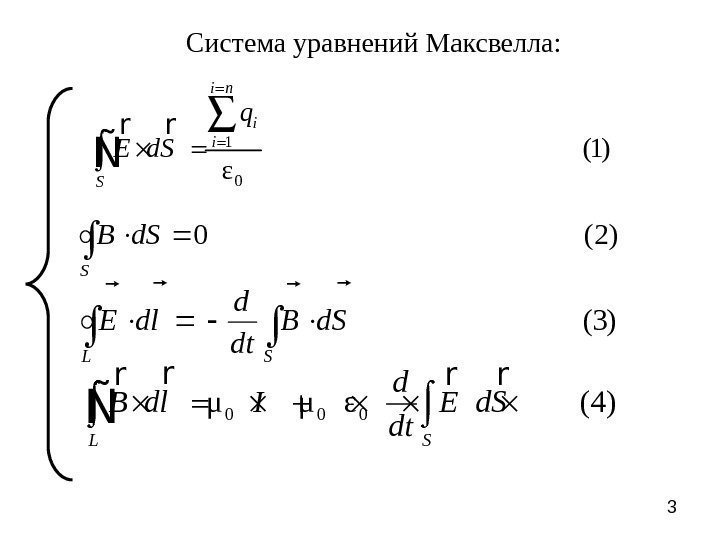 31 0(1) εi n i i S q E d. S rr ÑСистема уравнений