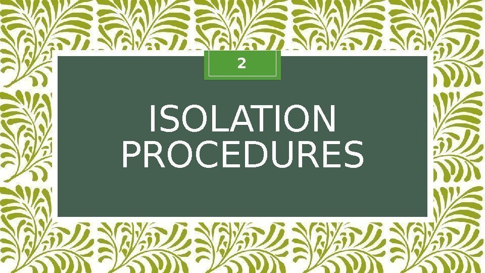 ISOLATION PROCEDURES 2  