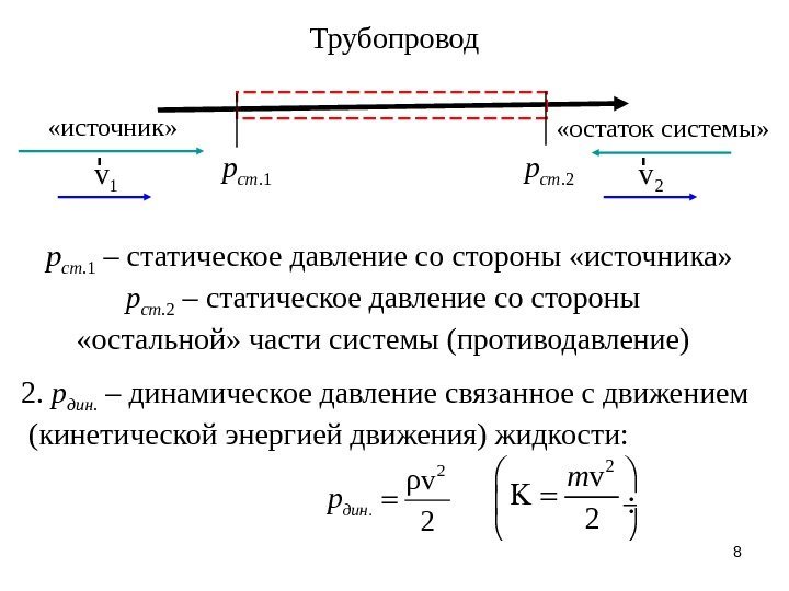 8 «источник»  «остаток системы» Трубопровод. 1 стр. 2 стр р ст. 1 –