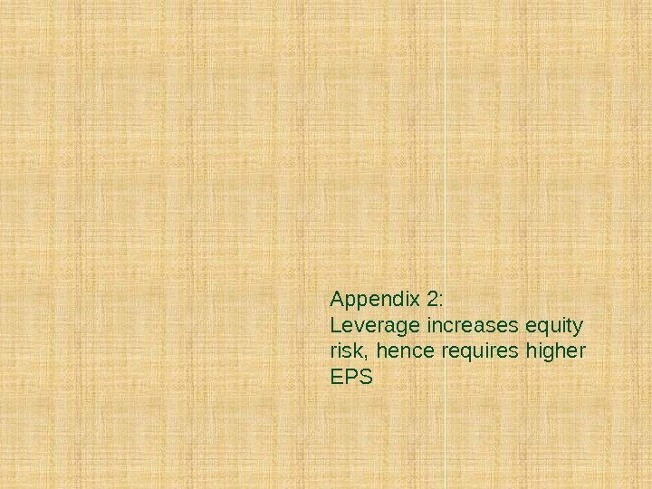 Appendix 2: Leverage increases equity risk, hence requires higher EPS 