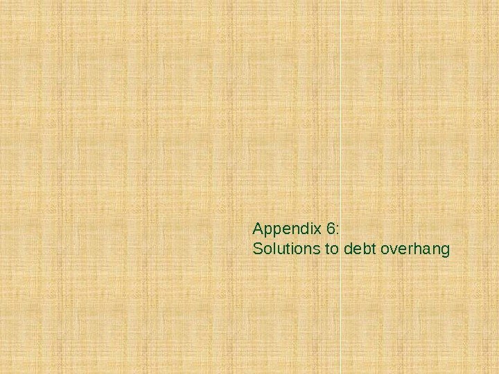 Appendix 6: Solutions to debt overhang 