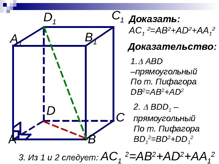 C 1 А В  СDA 1 D 1 B 1 Доказать: AC 1