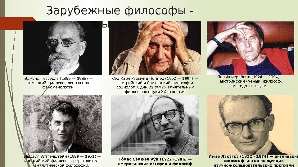 Зарубежные философы - науковеды Сэр Карл Раймунд Пооппер (1902 — 1994) — австрийский и