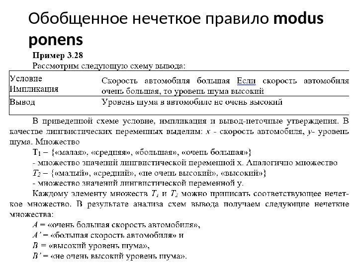 Обобщенное нечеткое правило modus ponens 