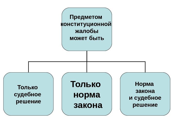 Предметом конституционной жалобы может быть  Только судебное решение Только норма  закона Норма