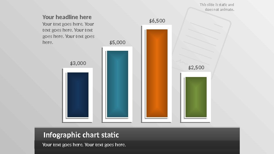 Infographic chart static Your text goes here. $3, 000 $5, 000 $6, 500 $2,