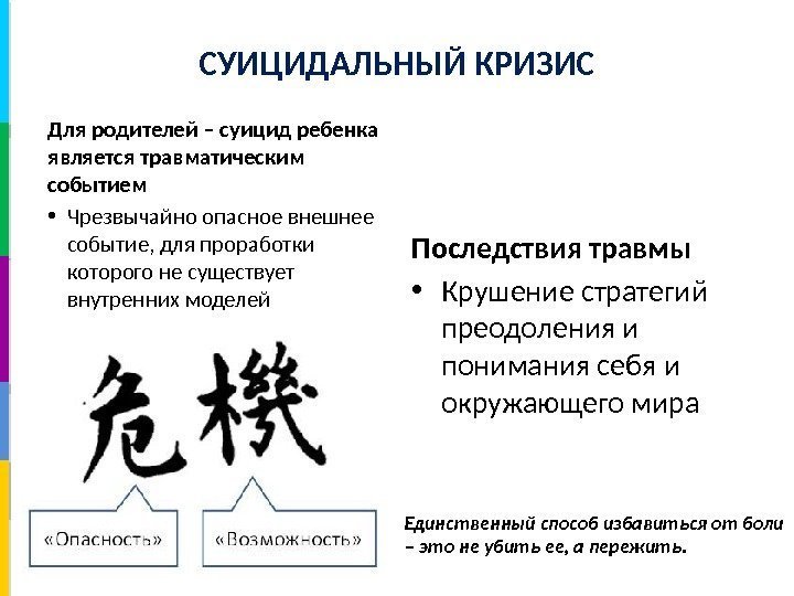 Единственный способ избавиться от боли – это не убить ее, а пережить. СУИЦИДАЛЬНЫЙ КРИЗИС