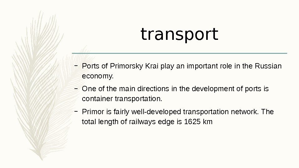 transport – Ports of Primorsky Krai play an important role in the Russian economy.