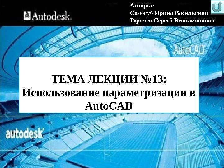 1 ТЕМА ЛЕКЦИИ № 13:  Использование параметризации в Auto. CAD Авторы:  Сологуб