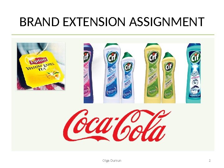 BRAND EXTENSION ASSIGNMENT Olga Dursun 2 