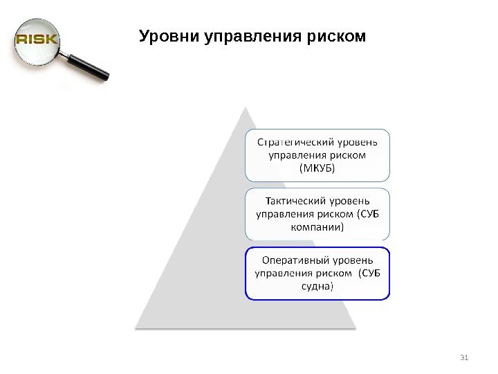 Уровни управления риском 31 