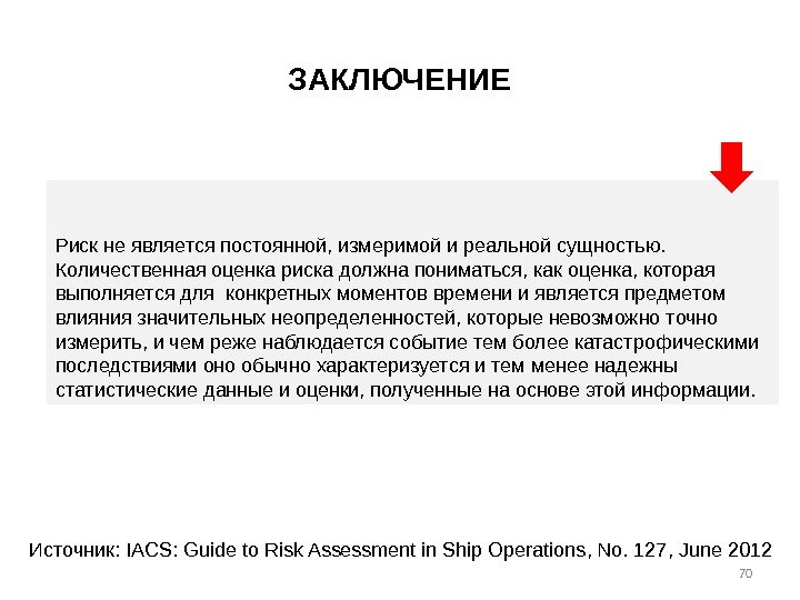 Риск не является постоянной, измеримой и реальной сущностью.  Количественная оценка риска должна пониматься,