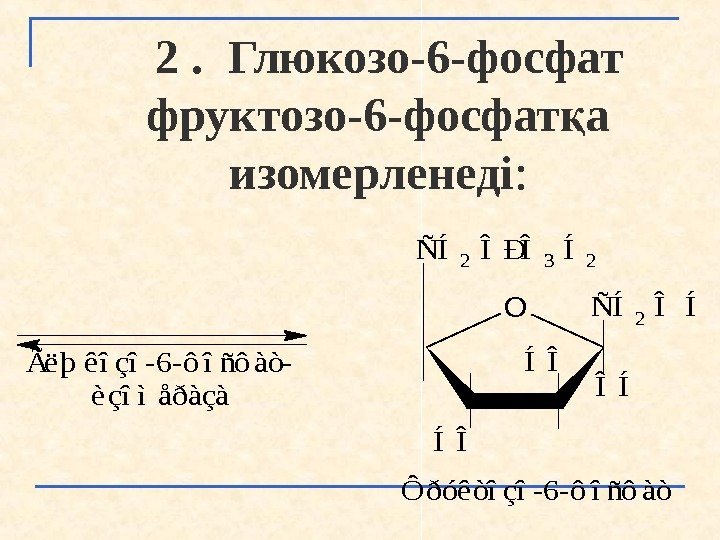 2. Глюкозо-6 -фосфат фруктозо-6 -фосфат а қ изомер ленеді : Ãë þ êî çî