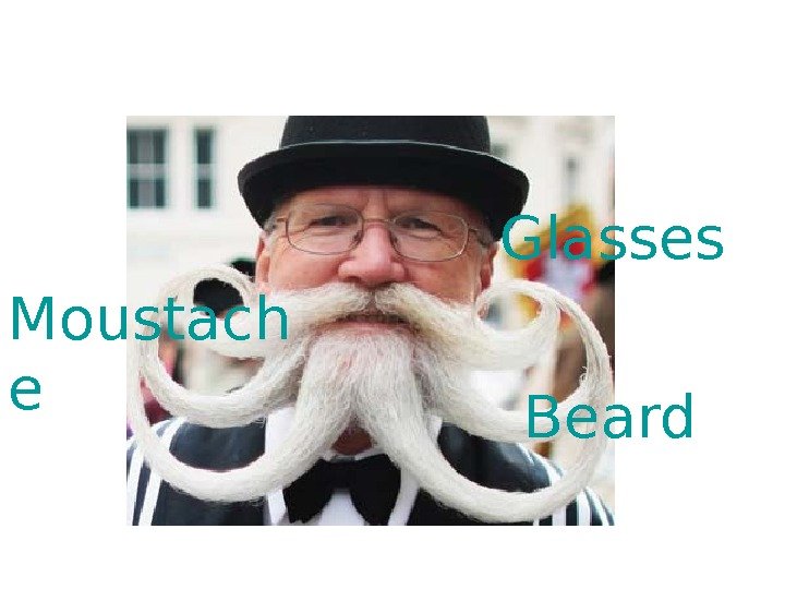 Moustach e Beard. Glasses 