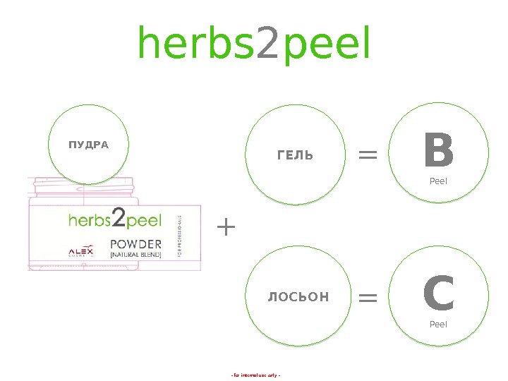 - for internal use only -herbs 2 peel + C Peel. B Peel. ГЕЛЬ