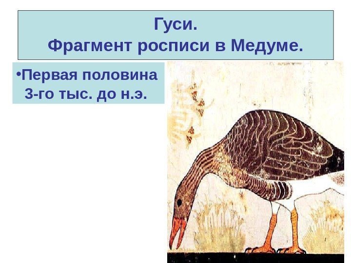 Гуси. Фрагмент росписи в Медуме.  • Первая половина 3 -го тыс. до н.