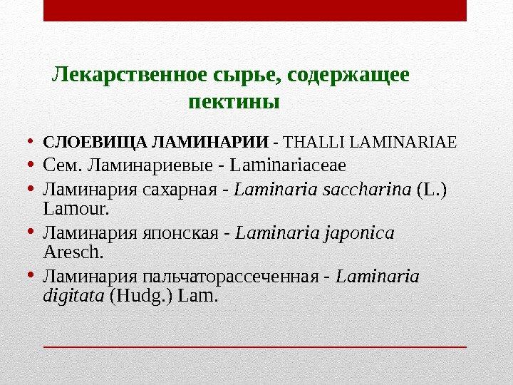 Лекарственное сырье, содержащее пектины • СЛОЕВИЩА ЛАМИНАРИИ - THALLI LAMINARIAE • Сем. Ламинариевые - Лекарственное сырье, содержащее пектины • СЛОЕВИЩА ЛАМИНАРИИ - THALLI LAMINARIAE • Сем. Ламинариевые -