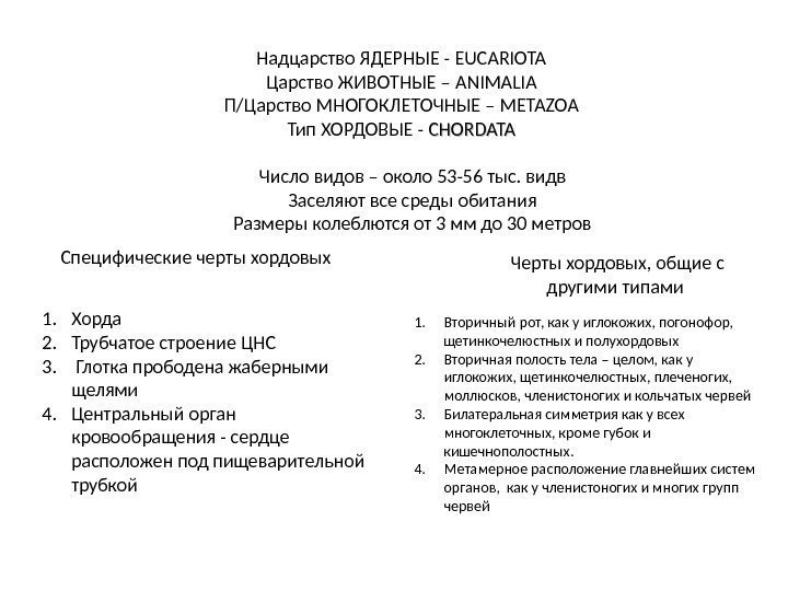 Надцарство ЯДЕРНЫЕ - EUCARIOTA Царство ЖИВОТНЫЕ – ANIMALIA П/Царство МНОГОКЛЕТОЧНЫЕ – METAZOA Тип ХОРДОВЫЕ