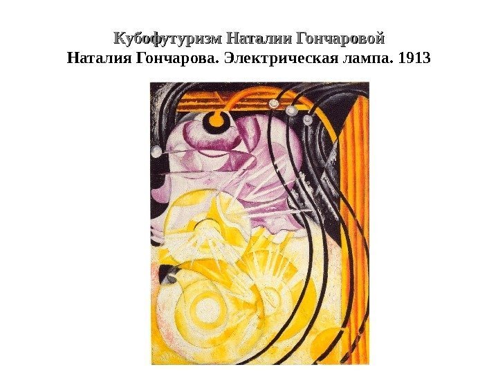 Кубофутуризм Наталии Гончаровой Наталия Гончарова. Электрическая лампа. 1913 