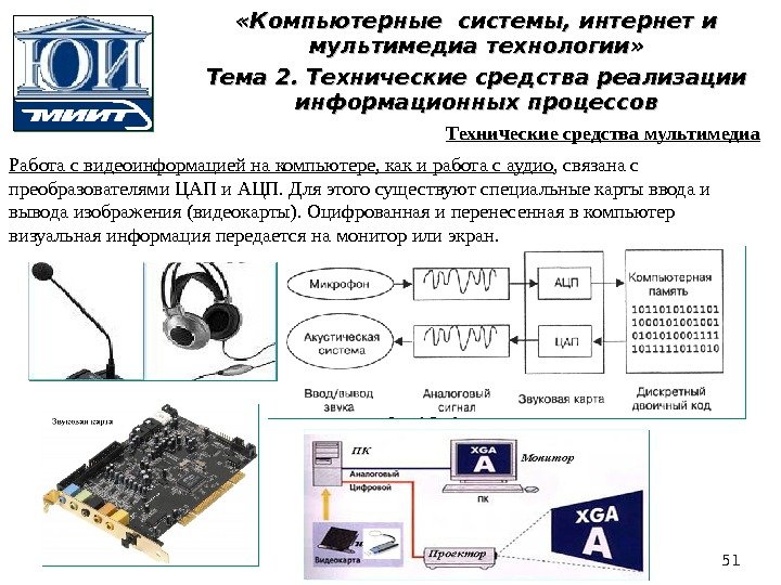 51 «Компьютерные системы, интернет и мультимедиа технологии» Тема 2. Технические средства реализации информационных процессов