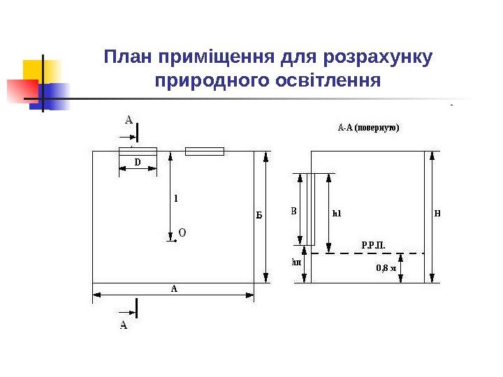 План приміщення для розрахунку природного освітлення 