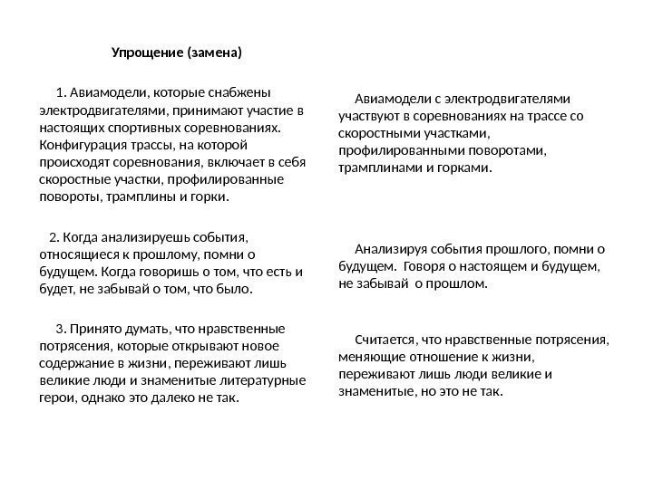 Упрощение (замена)  1. Авиамодели, которые снабжены электродвигателями, принимают участие в настоящих спортивных соревнованиях.