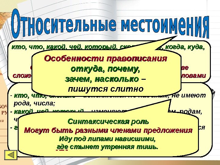 кто, что, какой, чей, который, сколько, где, когда, куда,  откуда, почему, зачем и