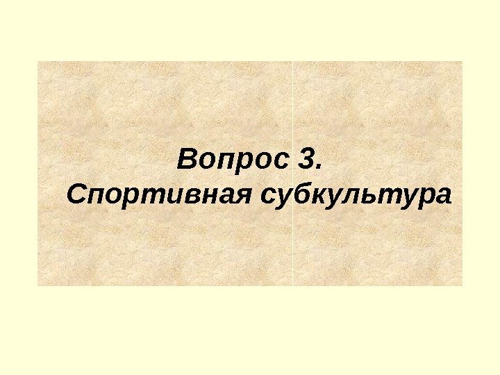 Вопрос 3. Спортивная субкультура 