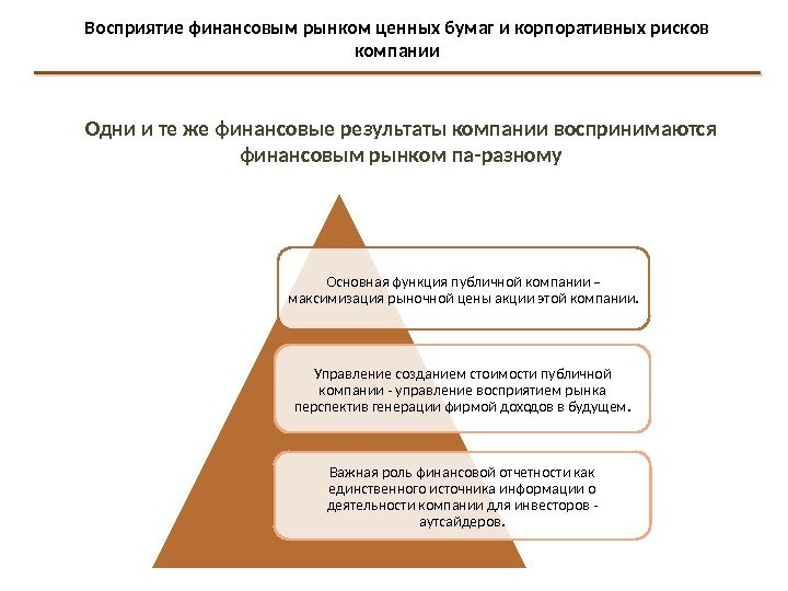 Восприятие финансовым рынком ценных бумаг и корпоративных рисков компании Одни и те же финансовые