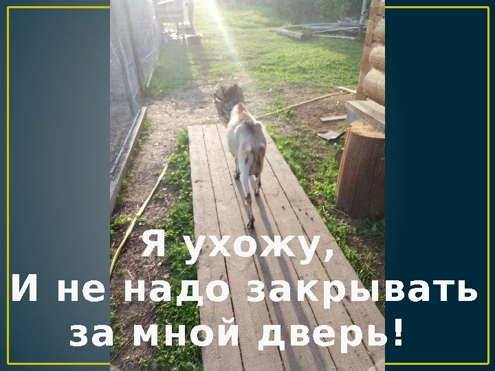 Я ухожу,  И не надо закрывать за мной дверь! 