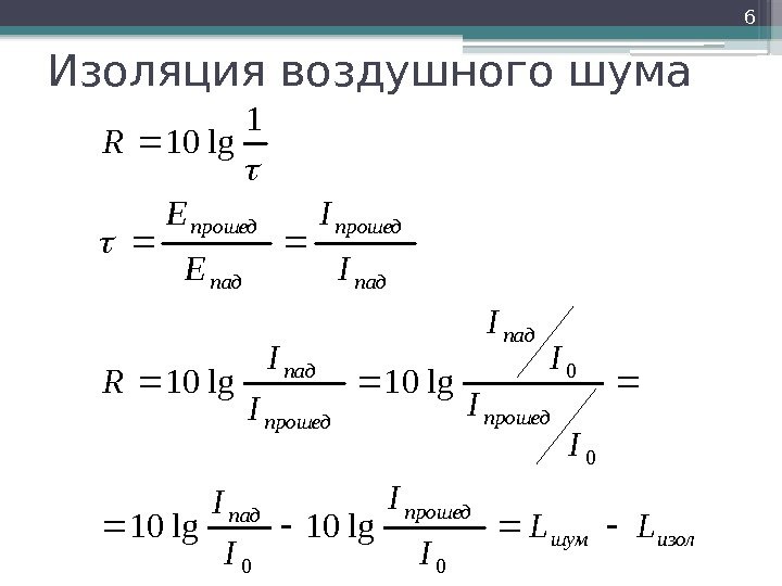 Изоляция воздушного шума 6 изолшум прошедпад прошед пад прошед LL II II I I