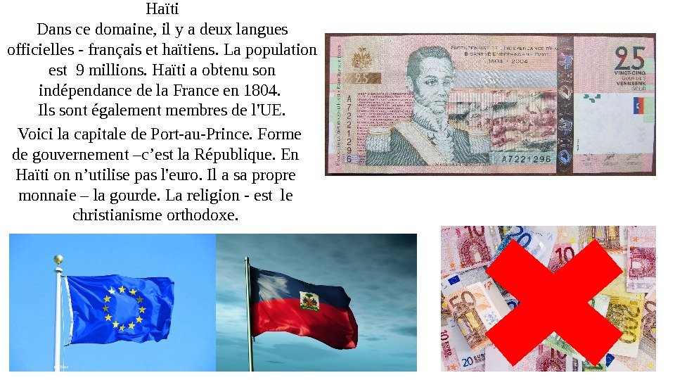 Haïti Dans ce domaine, il y a deux langues officielles - français et haïtiens.