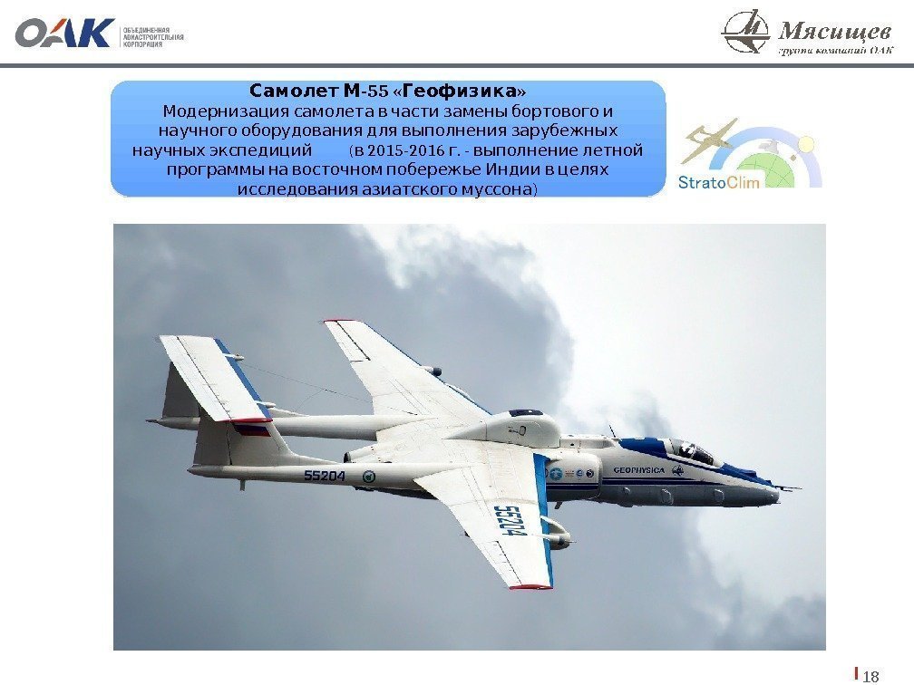 18 -55 « » Самолет М Геофизика    Модернизация самолета в части