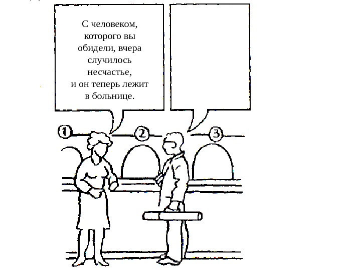   С человеком, которого вы обидели, вчера случилось несчастье, и он теперь лежит