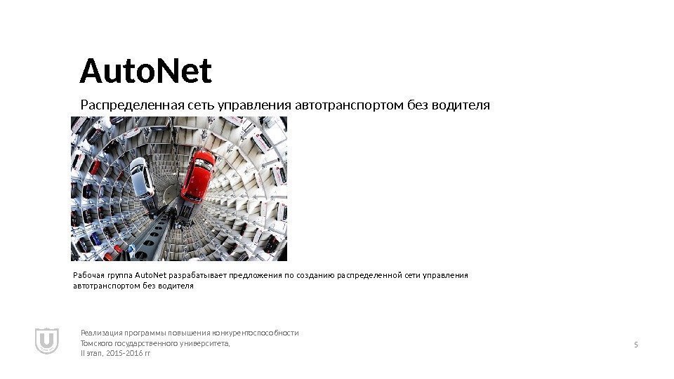 5 Auto. Net Распределенная сеть управления автотранспортом без водителя Рабочая группа Auto. Net разрабатывает