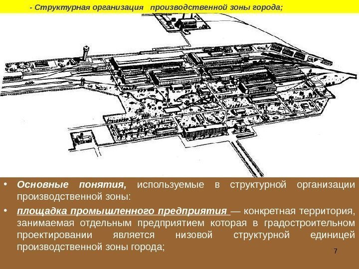 7 • Основные понятия,  используемые в структурной организации производственной зоны:  • площадка