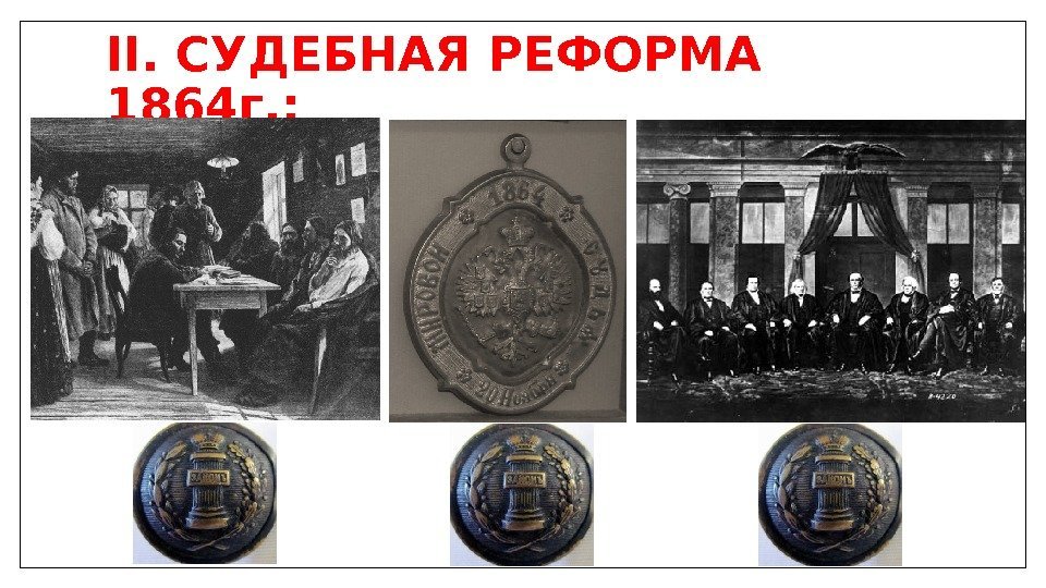 II. СУДЕБНАЯ РЕФОРМА 1864 г. : 