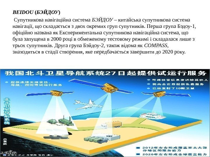 BEIDOU ( БЭЙДОУ )  Супутникова навігаційна система БЭЙДОУ – китайська супутникова система навігації,