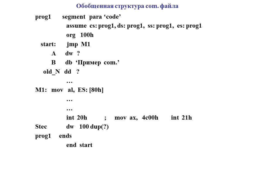 Param code. Структура com файла. Файлы с .com пример. Com какой файл. Структура com.