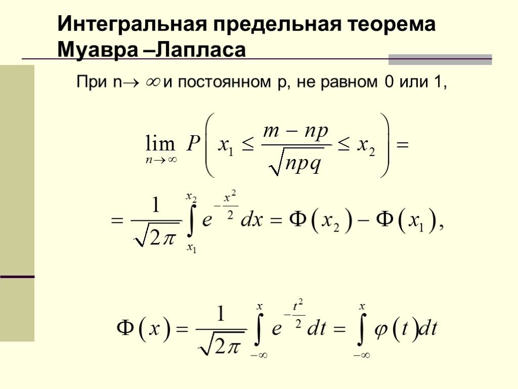 Теорема муавра лапласа